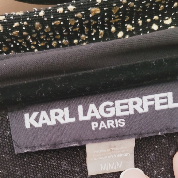 Karl Lagerfeld Black and Gold Women's knit Top Sz M - Picture 11 of 14